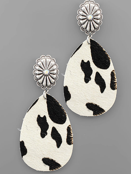 Cowhide Teardrop Earrings