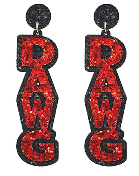 Football DAWG Letter Earrings