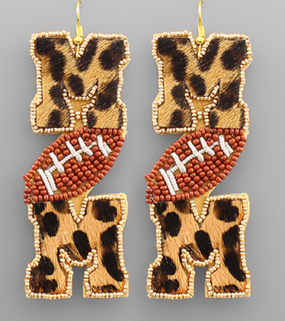 Football MOM Leather Earrings