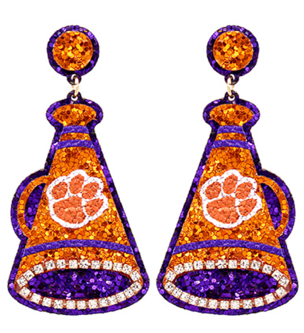 Game Day Paw Print Megaphone Earrings