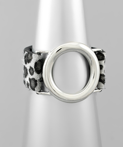Circle and Animal Print Leather Bracelets