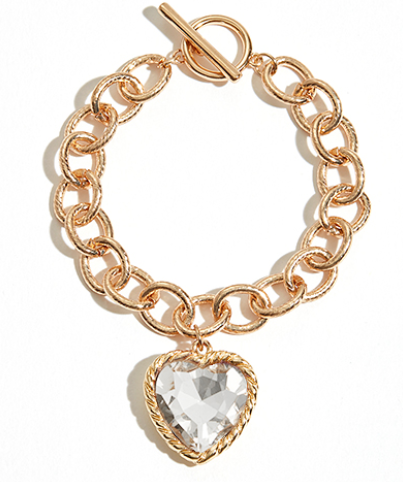 Heart Glass Stone Chain Bracelets