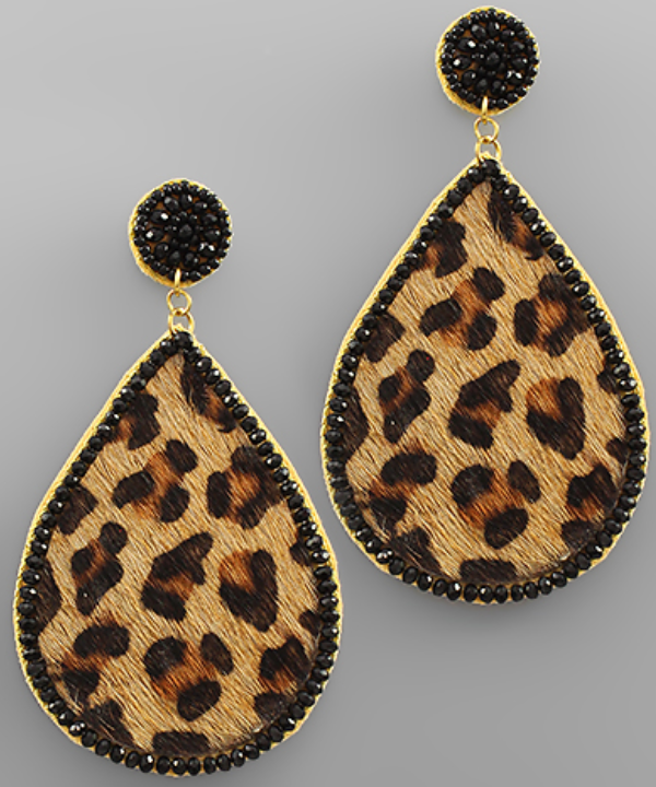 Leopard Print Leather Earrings