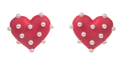 Pearl & Color Coating Heart Earrings