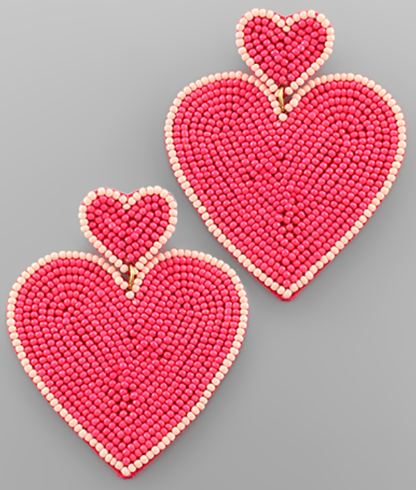 Two Heart Bead Earrings