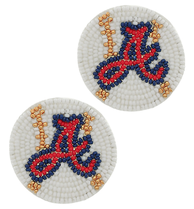 Atlanta Braves Baseball Beaded Earrings