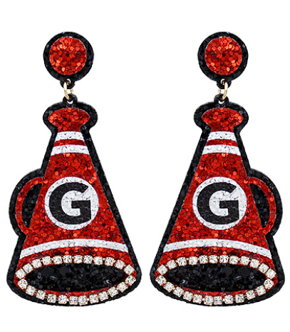 GA Cheer Megaphones Glitter Earrings