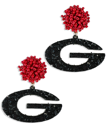 Beads Pompom Glitter G Letter Earring