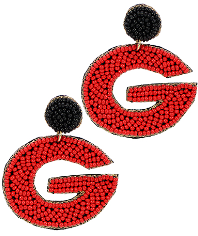 Red G Beaded Earrings