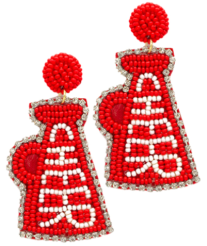 Red/White CHEER Megaphone Earrings