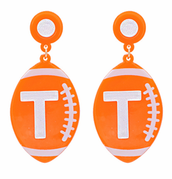 "T" Football Drop Earrings