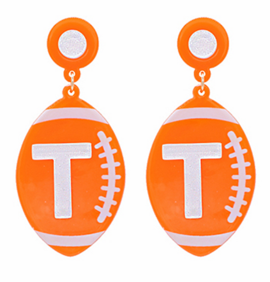"T" Football Drop Earrings