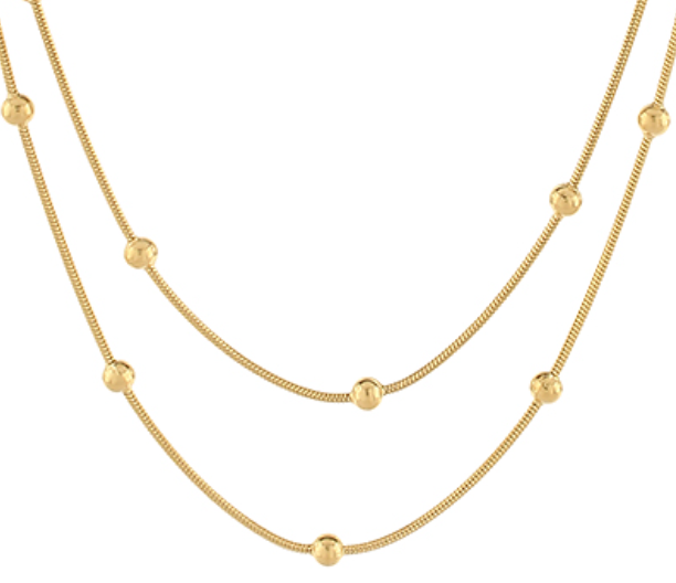 Ball Station Snake Chain Dual Necklace