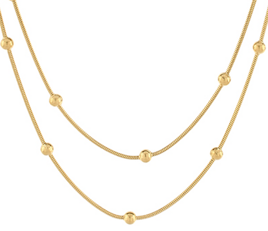Ball Station Snake Chain Dual Necklace