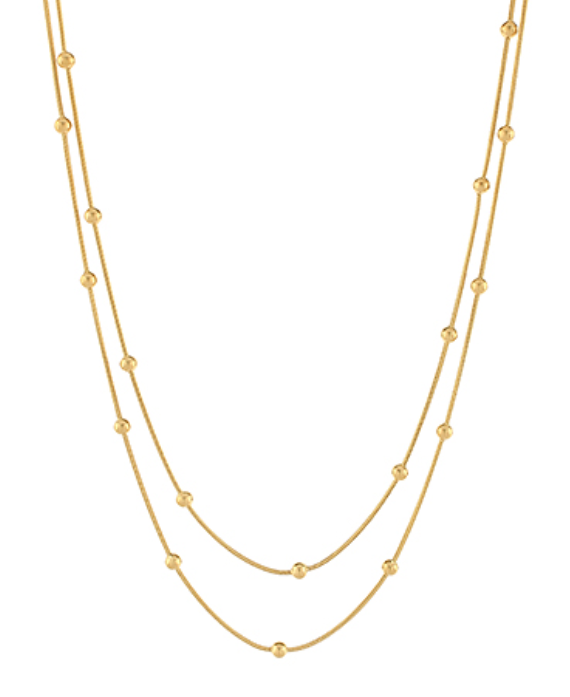 Ball Station Snake Chain Dual Necklace