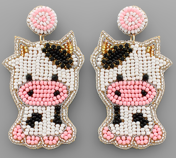 Bead Cow Earrings