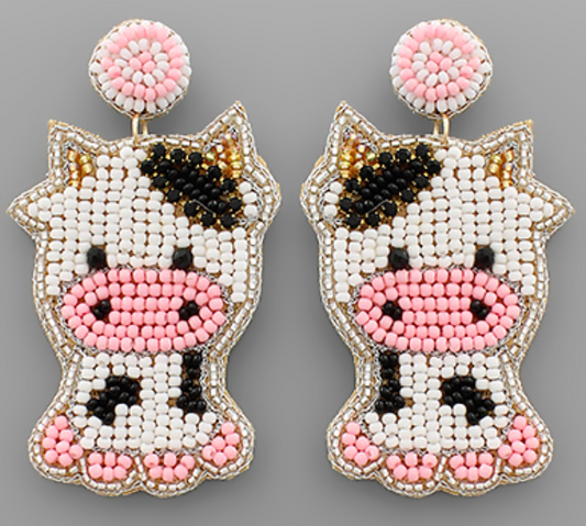 Bead Cow Earrings