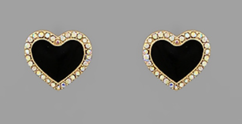 Bead Crystal Heart Studs