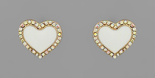 Bead Crystal Heart Studs