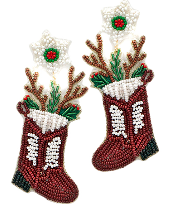 Beaded Antler Boots Earrings
