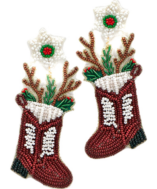 Beaded Antler Boots Earrings