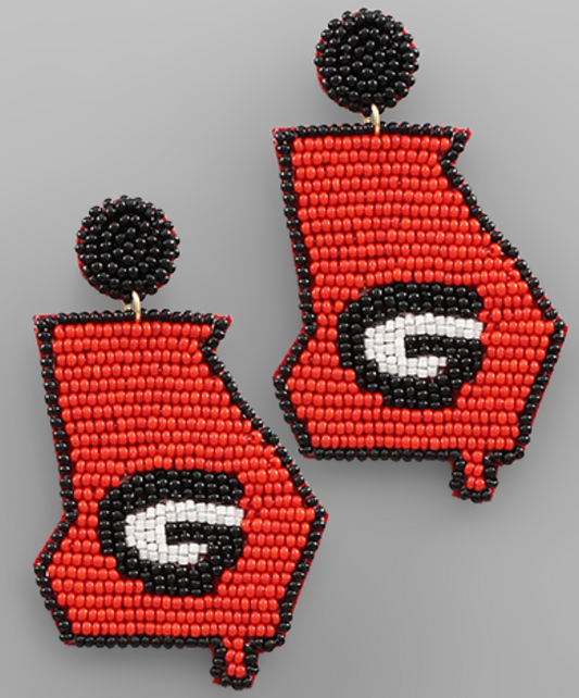 Beaded Georgia Map Earrings