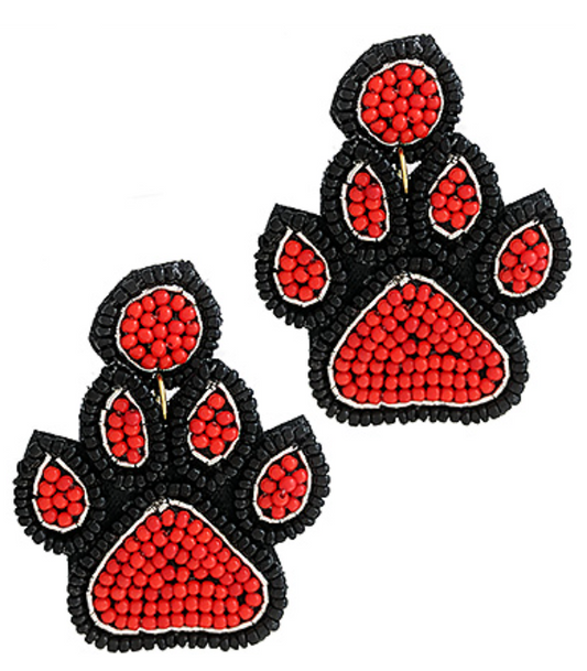 Beaded Paw Print Drop Earrings