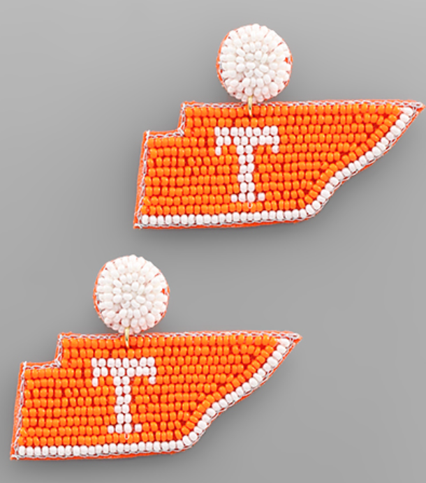Beaded Tennessee Map Earrings