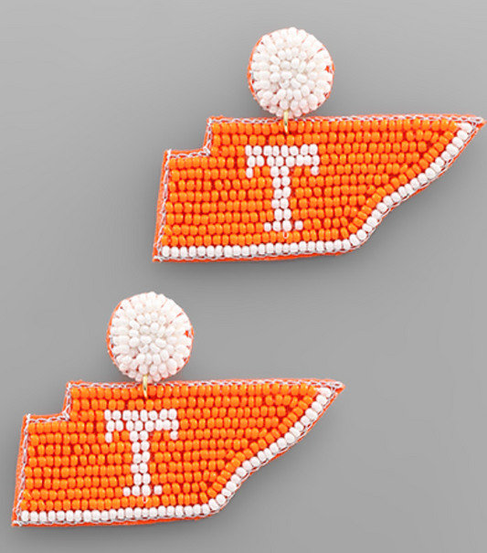 Beaded Tennessee Map Earrings