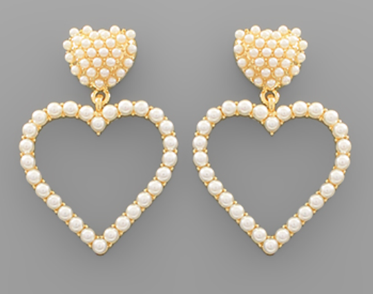 Beads & Outline Heart Dangle Earrings