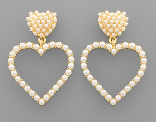 Beads & Outline Heart Dangle Earrings