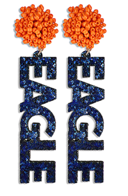 Beads Pompom Letter Earrings