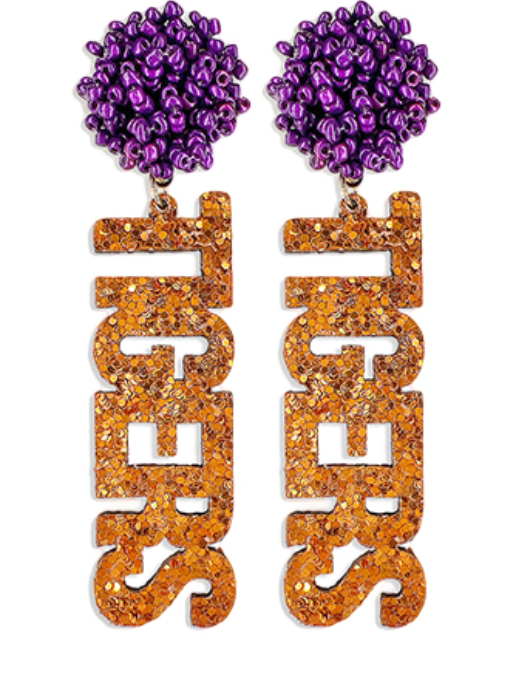 Beads Pompom Letter Earrings