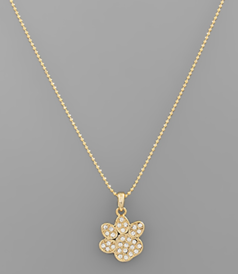 Brass Paw Print Pendant Necklace
