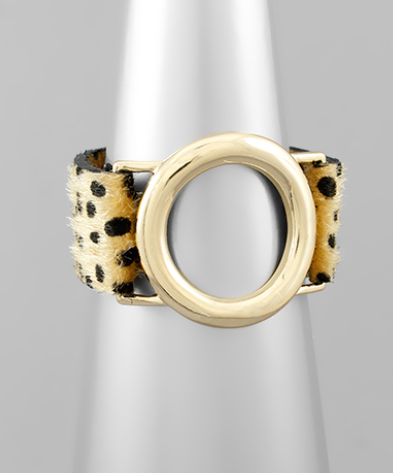 Circle and Animal Print Leather Bracelets