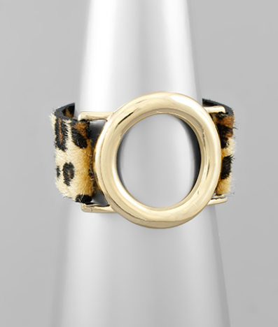 Circle and Animal Print Leather Bracelets