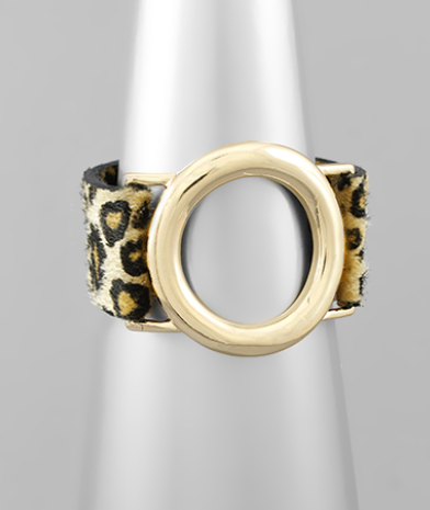 Circle and Animal Print Leather Bracelets