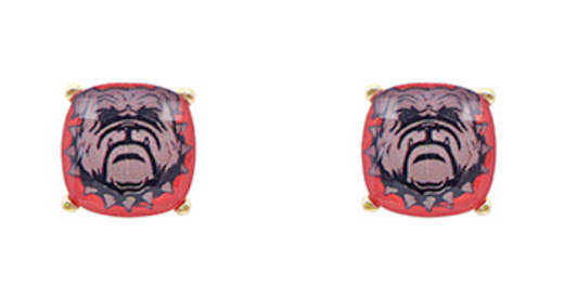 GA Bulldog Face Printed Earrings