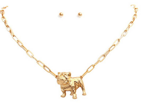 Bulldog Paper Clip Chain Necklace