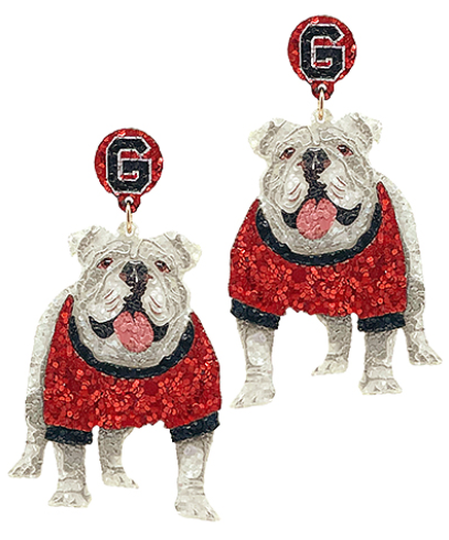 GA Bulldog Glitter Earrings