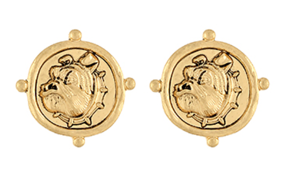 Bulldog Textured Coin Earrings