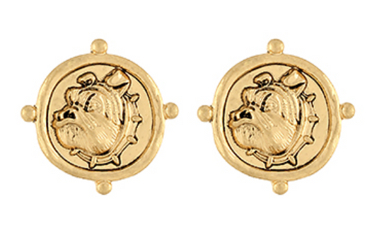 Bulldog Textured Coin Earrings