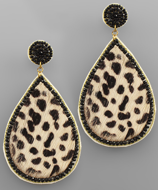 Cheetah Print Leather Earrings
