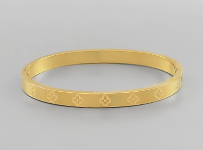 Clover Embossed Stainless Steel Bracelet