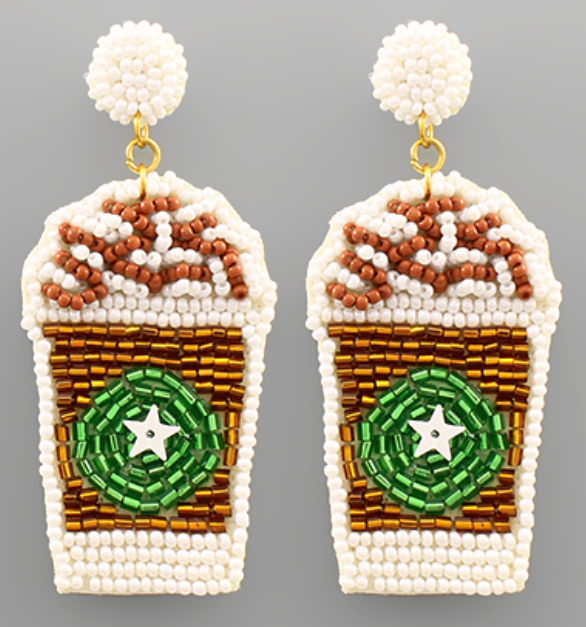 Coffee Cup Bead Earrings
