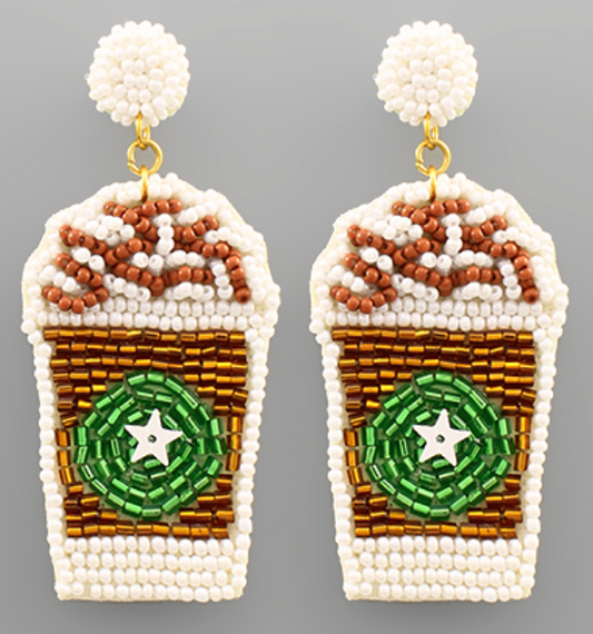 Coffee Cup Bead Earrings