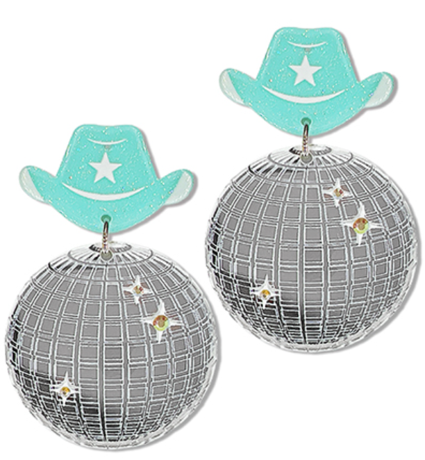 Cowboy Hat & Disco Ball Earrings