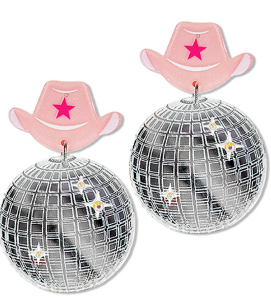 Cowboy Hat & Disco Ball Earrings