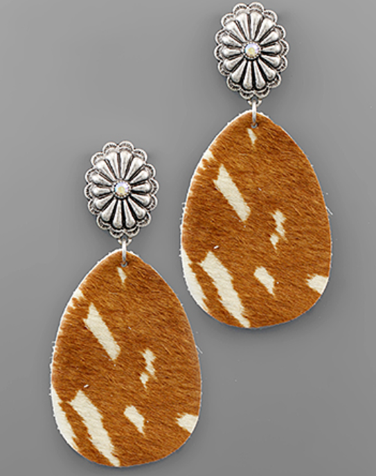 Cowhide Teardrop Earrings
