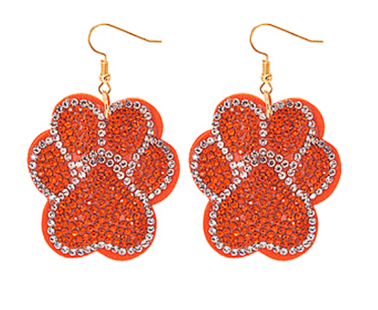 Crystal Paw Print Cushion Earrings